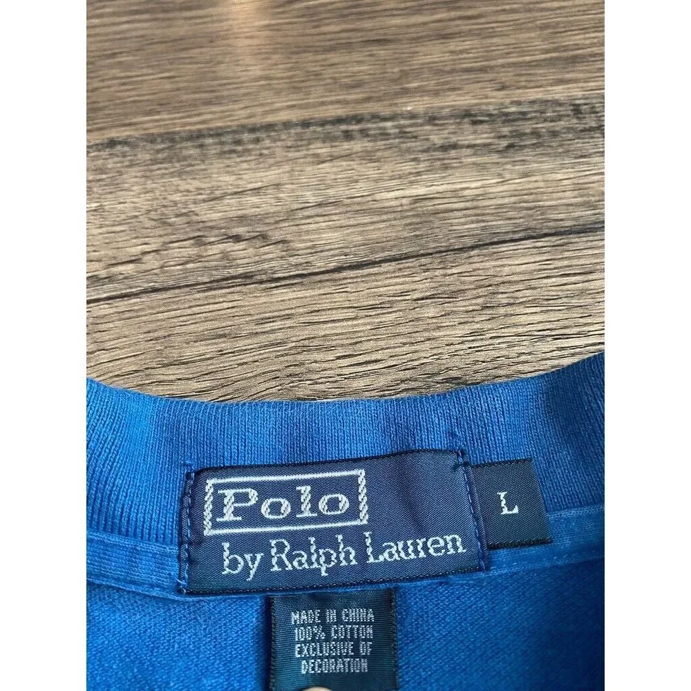 Mens Polo by Ralph Lauren short sleeve blue polo 100% cotton size L